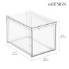mDesign Plastic Stackable Bathroom Storage with Pull Out Bin Organizer