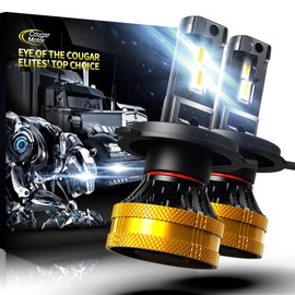 Cougar Motor H4 Light Bulbs, H4 Fog Light 9003 Bulb 6500K White with Cooling Fan Quick Installation Driving Light Bulbs Fog Light, Pack of 2