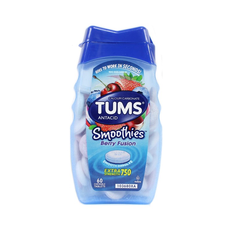 Tums Smoothies Berry Fusion and Assorted Fruit 60 Count Each