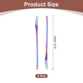 sourcing map 4pcs Pickle Fork, 6.3 Inch Stainless Steel Olive Forks with Long Handle, 2-Tine Fork for Appetizer, Dessert, Salad Fruits Rainbow