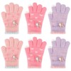 QKURT Kids Magic Gloves, 3 Pairs Children Knit Gloves Stretchy
