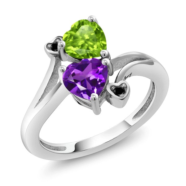 Gem Stone King 925 Sterling Silver Green Peridot Purple Amethyst