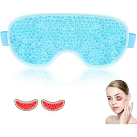 GeeRic Máscara de Gel Facial + Parches Fríos Reutilizables para Ojos Hinchados, Migrañas y Ojeras (Azul)