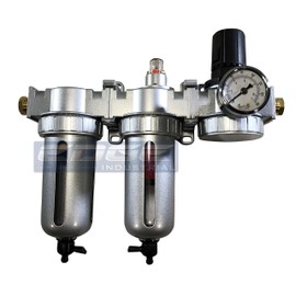Three Stage Air Drying System - Air Particulate Filter, 0.01 Micron Coalescing Filter & Air Pressure Regulator Modular Combo Semi Automatic Drain, Poly Bowl (1/2 NPT)
