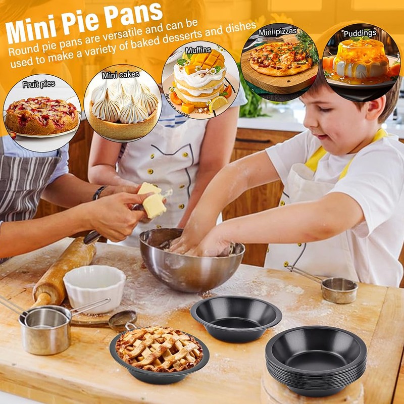 Bibabala 12pcs 5inch Desserts Black Tarts For Baking Round Tin,