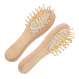 Minkissy 2pcs Wooden Paddle Hair Brush for Thick Thin Curly and Dry Hair Gentle Detangling Comfortable Scalp Massage for Men and Women