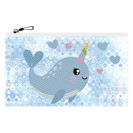 DIAMOND DOTZ DTZ14.011 Original 5D Diamond Painting Dotzies Pencil Case Narwhal Love, DIY Creative Set with Diamond Mosaic Stones for Children from 6 Years, Pencil Case Approx. 21.5 x 14 cm, Blue
