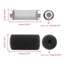 IAFVKAI Aquarium Filter Guard 12 mm Stainless Steel Inlet Basket Mesh Shrimp Protection for Aquarium Percolator with Fish Pre-Filter Inlet Sponge Cover