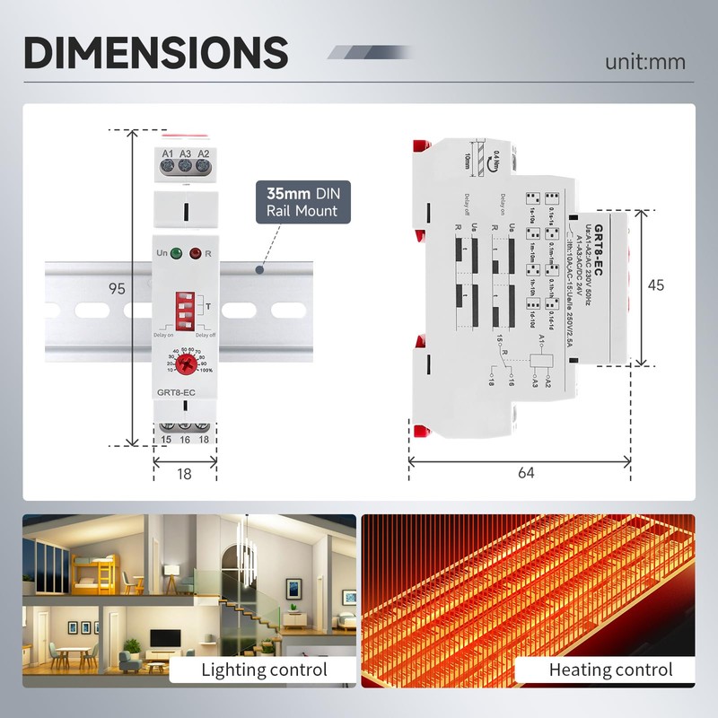 GRT8-EC Dual Function Time Relay On Delay or Off Delay,