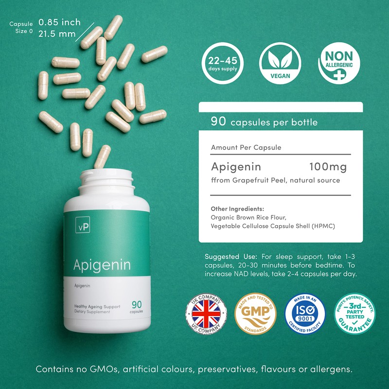 Apigenin 100mg x 90 Capsules - Third Party Tested Over
