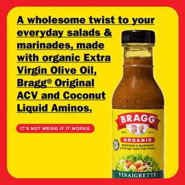 Bragg Organic Vinaigrette Salad Dressing and Marinade - 12 fl oz - Gluten-Free Dressing with Bragg Apple Cider Vinegar