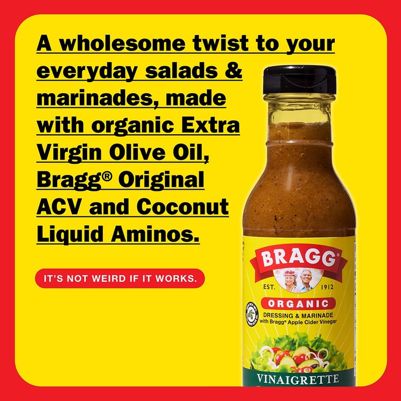 Bragg Organic Vinaigrette Salad Dressing and Marinade - 12 fl