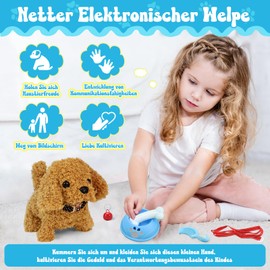 Joellfuner Electronic Pet Dog Toy for Children with Lead for Running and Barking Tails, Care Set, Interactive Puppy Dog Educational Toy from 3 Years Toddlers