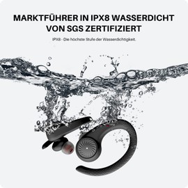 Tribit Bluetooth Kopfhörer Sport, In Ear Kopfhörer Kabellos Bluetooth 5.2 Stereo, 65 Std Spielzeit, Comfort Fit, IPX8 Wasserdicht Ohrhörer mit Ohrhaken für Sport Fitness