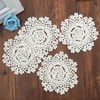 4 PCS Beige 5 Inch Round 100% HANDMADE Crochet Lace
