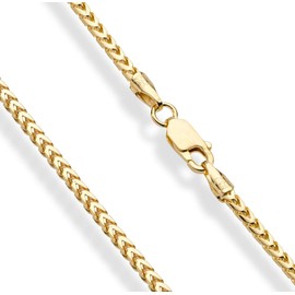 Miabella Solid 18K Gold Over 925 Sterling Silver Italian 2.5mm Franco Square Box Link Chain Necklace for Men Women, Made in Italy (Length 30 Inches)