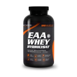 SRS Muscle - EAA+Whey Hydrolysate, 180 Capsules | Vegetable EAAs Plus Full Spectrum of All 20 Amino Acids | 73% EAAs and 36% BCAAs | Vegan Clear Capsules | No Magnesium Stearate | German Premium
