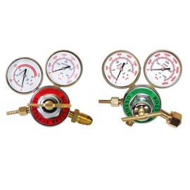 KLLsmDesign 2 Piece Dual Welding Gas Gauges Oxygen (CGA-540) and Acetylene (CGA-510) Regulators Combo（Two-piece suit ）