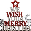 Christmas Wooden Merry Christmas Hanging Sign with Reindeer and Snowflake