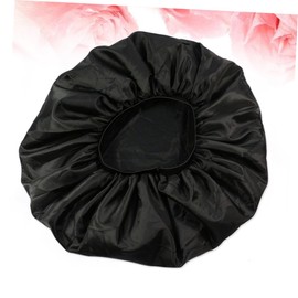 TOVINANNA Extra Large Double Silk and Satin for Women Solid Color Hair Organizing Sleeping Cap Comfortable Elastic Band for Long Curly Straight Hair Black
