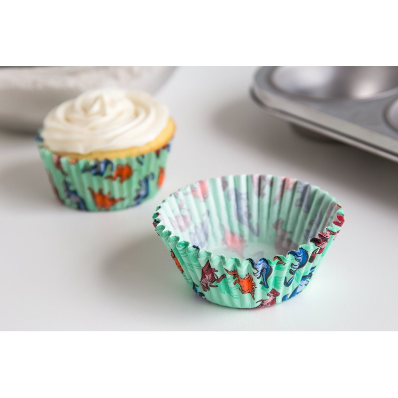 Fox Run Dinosaur Paper Muffin and Cupcake Liners, Set of