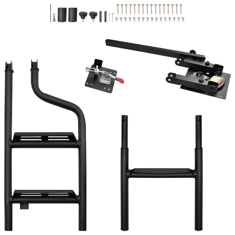 KEWISAUTO 42" Foldable Pickup Truck Tailgate Ladder with Grab Handle,