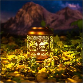 Pig Solar Lanterns Outdoor Waterproof Hanging Solar Lights Pig Gifts for Women Men Mom Metal Decorative LED Outdoor Lanterns for Patio, Lawn, Landscape, Garden Decor, Yard Decorations