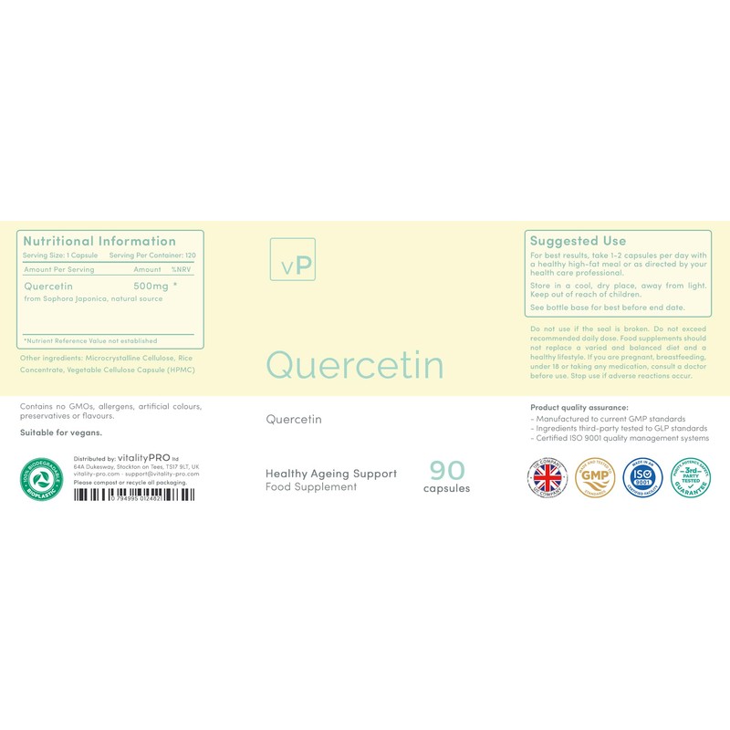 vP Vitality Pro Quercetin 500mg x 90 Capsules - Third
