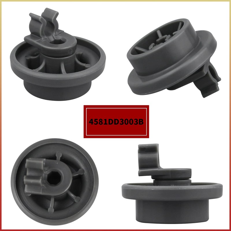 4 Pcs 4581DD3003B Dishwasher Lower Rack Wheels, Bottom Dishrack Roller