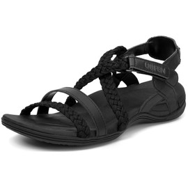 UBFEN Womens Hiking Sandal Sport Sandal Outdoor Comfortable with Adjustable Straps Black Size 6