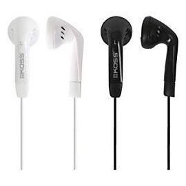 Koss KE7 Earbuds - Stereo - Black, White - Mini-Phone - Wired - 16 Ohm - 60 Hz 20 kHz - Earbud - Binaural - in-Ear - 4 ft Cable