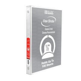 Bazic Products Case of 24 BAZIC 1/2 Inch 3-Ring Binders w/ 2 Pockets - White, NEW & Durable!