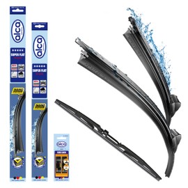 alca® Windscreen Wiper Set with Rear Wiper for Vauxhall Astra H Caravan (08.2004-03.2010) Super Flat Bar Wiper Front and Rear Wiper