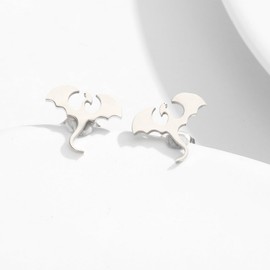 Stainless Steel Dragon Stud Earrings for Women, Minimalist Cool Dragon Earrings Gift for Her