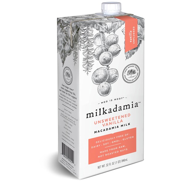 milkadamia Macadamia Milk, Unsweetened Vanilla - 32 Oz, 2 Count