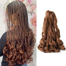 Viovian Short French Curl Braiding Hair 14 Inch 6 Pack Brown French Curls Braiding Hair Bouncy Loose Wavy Spanish Curly Braiding Hair 30 Synthetic French Curl Crochet Braids (50g/pack)