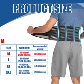 NHQZ Back Support Belt 3D Knitted Ultra Breathable Back Support for Men and Women 5 Support Modules to Relieve Back Pain Stylish Posture Corrector for Men Women Size M, AB, M