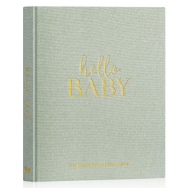 Lanpn Hello Baby First 5 Year Baby Diary for Girls Boys - Linen Hardcover Baby Diary to Enter Baby Book for New Parents - Baby Album Baby Memory Book Gift (Green, 154 Pages)