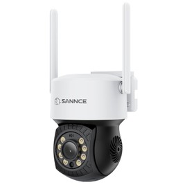 SANNCE PT Camera 2K, Wireless Security Cam 3MP, 350° Horizontal & 90° Vertical Rotation, Works with Alexa, Motion & Human Detection, Colour Night Vision, IP66 Waterproof