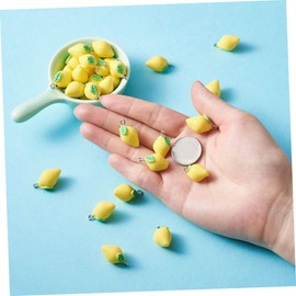 EXCEART 20pcs Lemon Pendant Key Chain Lemon Beads Mini Charms Jewelry Necklace Lemon Charm Bracelet Lemon Charm Earrings Fruit Decorating Accessories, Plastic, resin, No Gemstone