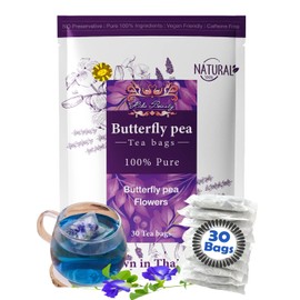 Hida Beauty Butterfly pea flower tea 30 tea bags for gift Gluten Free Vegan Natural colors food blue purple violet bakery pasta cocktail rice funness party Sourced from Thailand