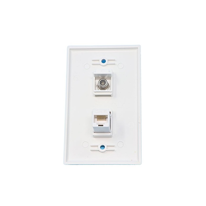 RiteAV 1 coaxial cable TV F and 1 CAT6 white