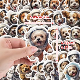 Space Dog Stickers for Laptop(50 Pcs),Gift for Kids Teens Adults Girl,Dog Waterproof Stickers for Water Bottle,Vinyl Stickers for Scrapbook,Journal,Dairy,Skateboard
