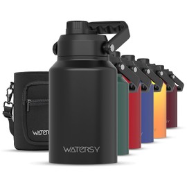 WATERSY Botella de Agua 1.9 Litros Aislada (Fría Durante 48 Horas), Última Intervensión de BPA y a Prueba de Fugas, Termo de Acero Inoxidable 64oz, co