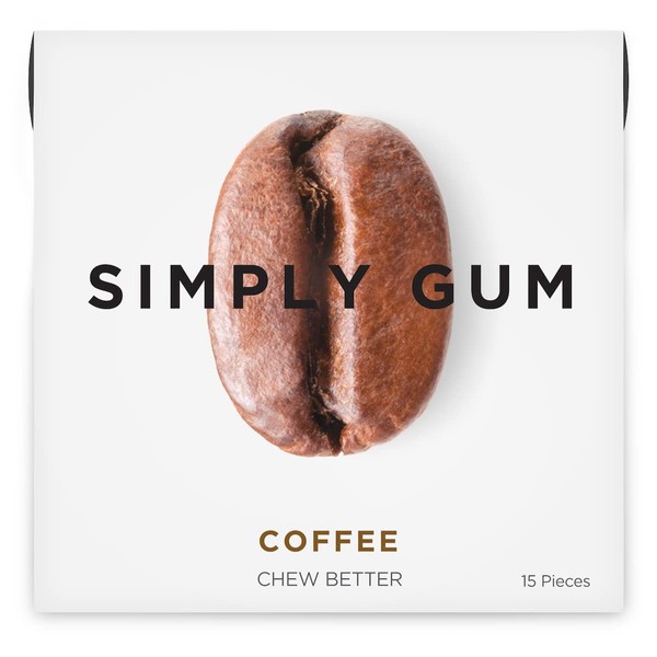 Simply Gum | Natural Chewing Gum | Coffee | Pack of Six (90 Pieces Total) | Plastic Free + Aspartame Free + non-GMO