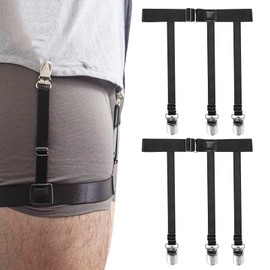 KOXXIAMOQ Pack of 2 Men's Shirt Holders, Shirt Holder, Shirt Holder, Elastic Garter with Non-Slip Clips, Shirt Garters Shirt Holders for Men and Women, black