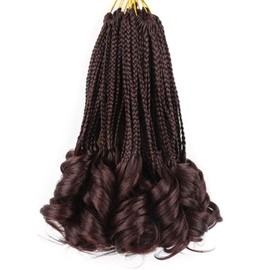 Pre Looped French Curl Braiding Hair Crochet Braids Color 33 Goddess Box Braids Crochet Hair for Black Women 12 Inch Box Braid Hair Extensions