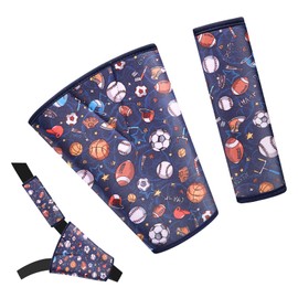 AMUSEPROFI Car Seat Belt Pad Set for Kids, Soft Harness Pads for Kids, Multifunctional Seat Strap Covers for Child, Toddler Baby Shoulder Strap Protector, Sport