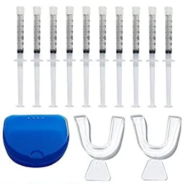 Teeth Whitening Kit 44% Carbamide Peroxide, 10 Tooth Whitening Gel Syringe Dispensers, 2 Thermo Forming Dental Trays with Convenient Storage Case.