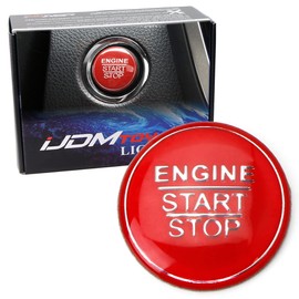 iJDMTOY Gloss Red Keyless Engine Push Start Button Cover Compatible with Toyota Camry Tacoma Prius Avalon Mirai etc w/Push Start Engine On/Off Feature
